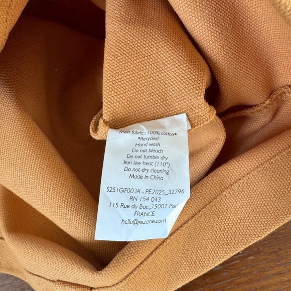 NWOT Sézane Brooklyn Mon Amour gold ochre tan cotton canvas tote limited edition - Picture 4 of 4